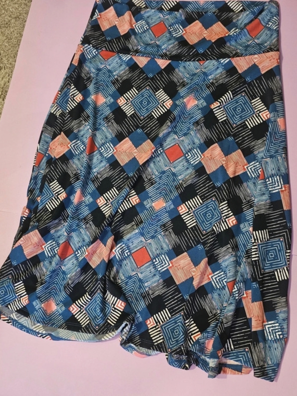 Lularoe Maxi Skirt Geometric Blue & Black Size XL